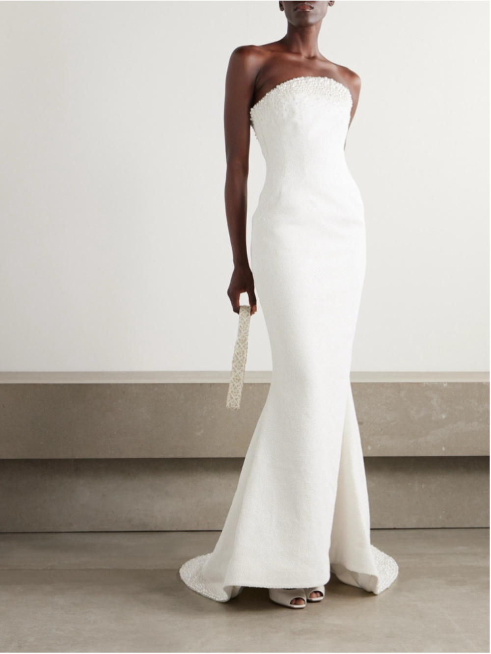 Clio Peppiatt Olympia Strapless Embellished Tulle Gown Ivory S Wedding Bridal